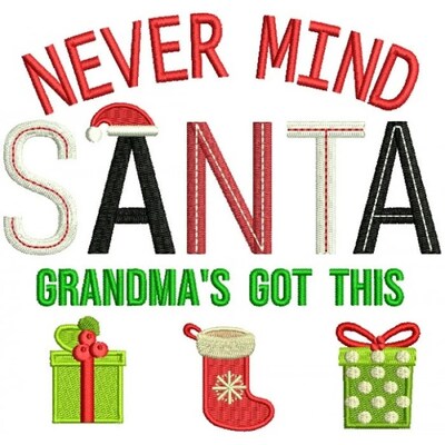 Never Mind Santa Grandma's Got This Embroidered Terry Bathroom Hand Towel--You pick the color--Free Shipping - image1